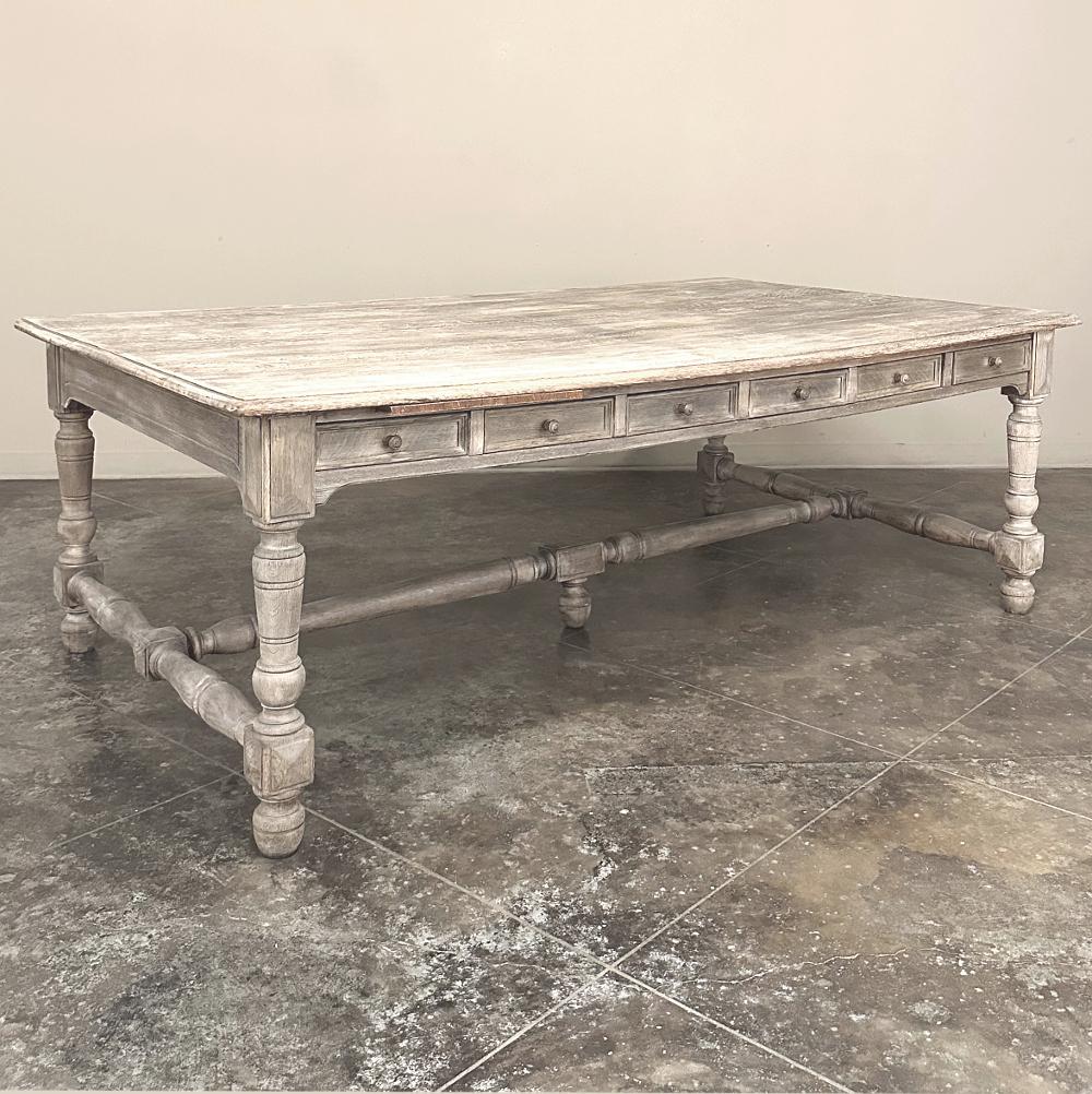 20th Century Antique French Rustic Neoclassical Executive Desk ~ Conference Table For Sale
