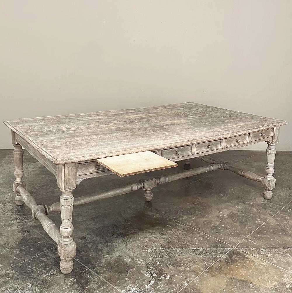 Antique French Rustic Neoclassical Executive Desk ~ Conference Table For Sale 1