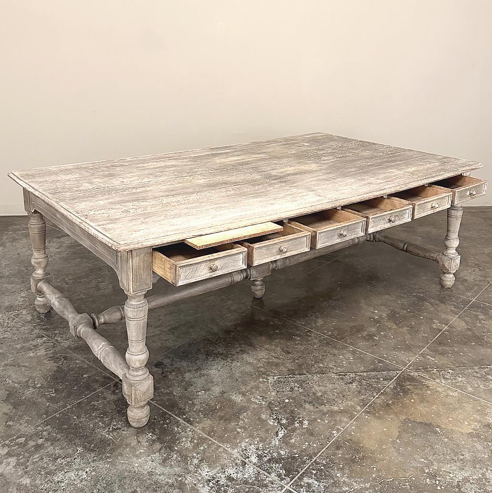 Antique French Rustic Neoclassical Executive Desk ~ Conference Table For Sale 2