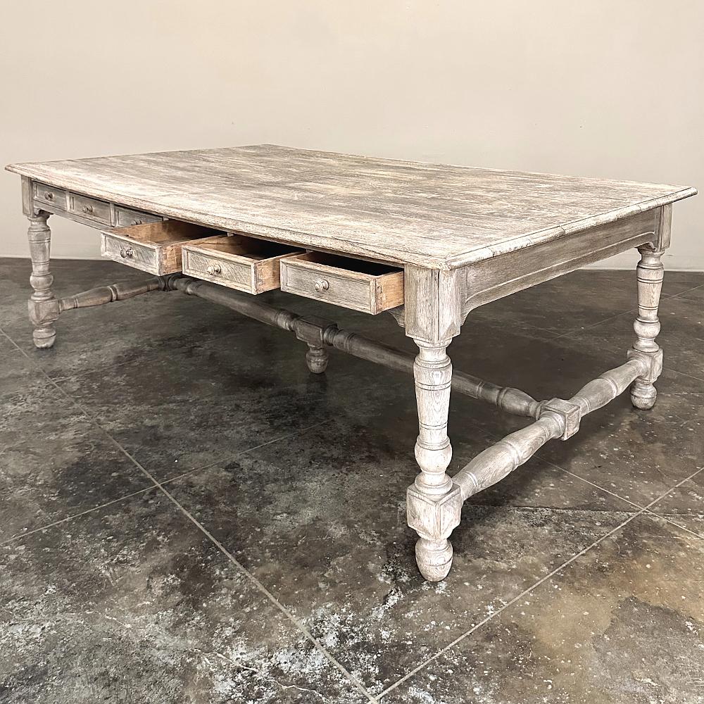 Antique French Rustic Neoclassical Executive Desk ~ Conference Table For Sale 3
