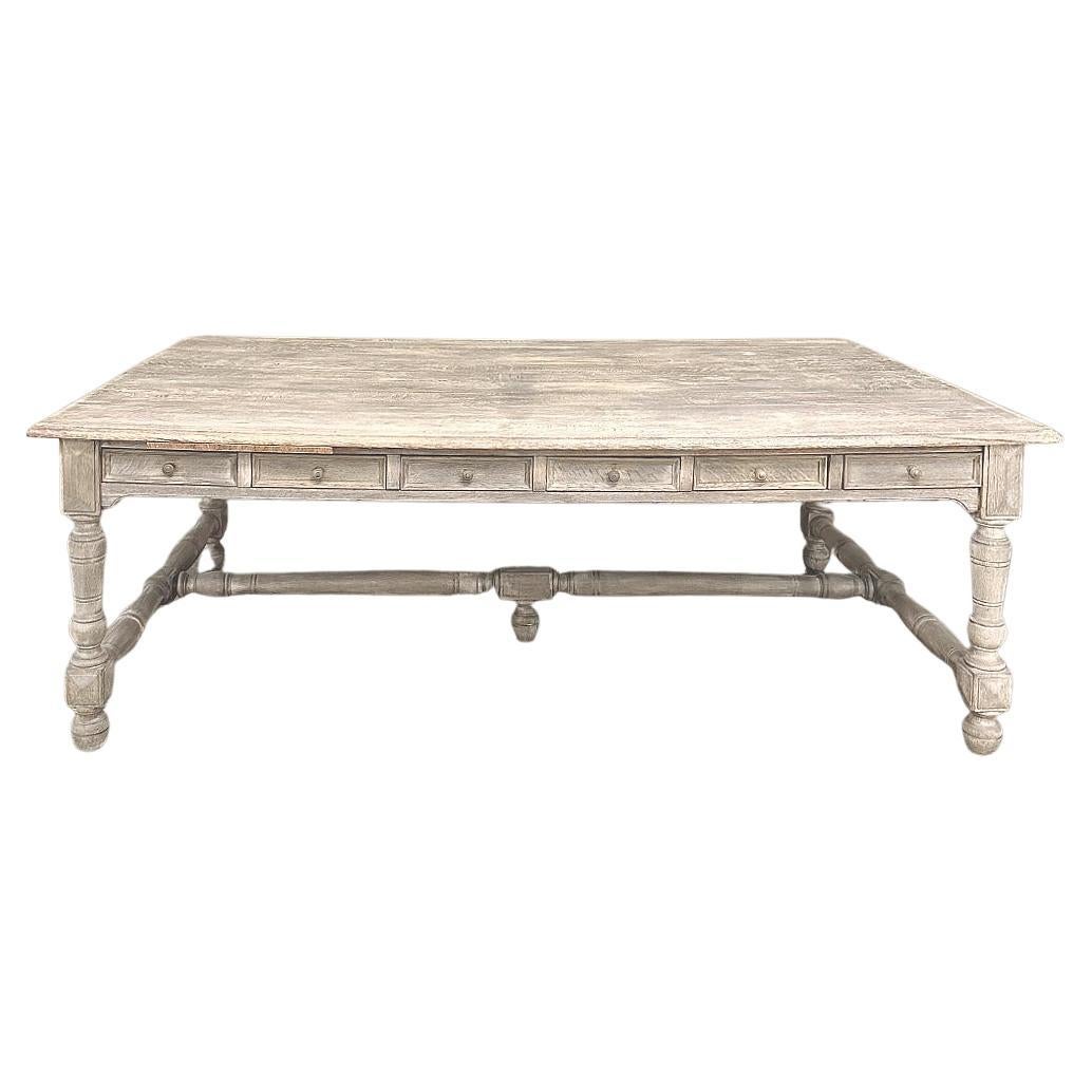 Antique French Rustic Neoclassical Executive Desk ~ Conference Table For Sale