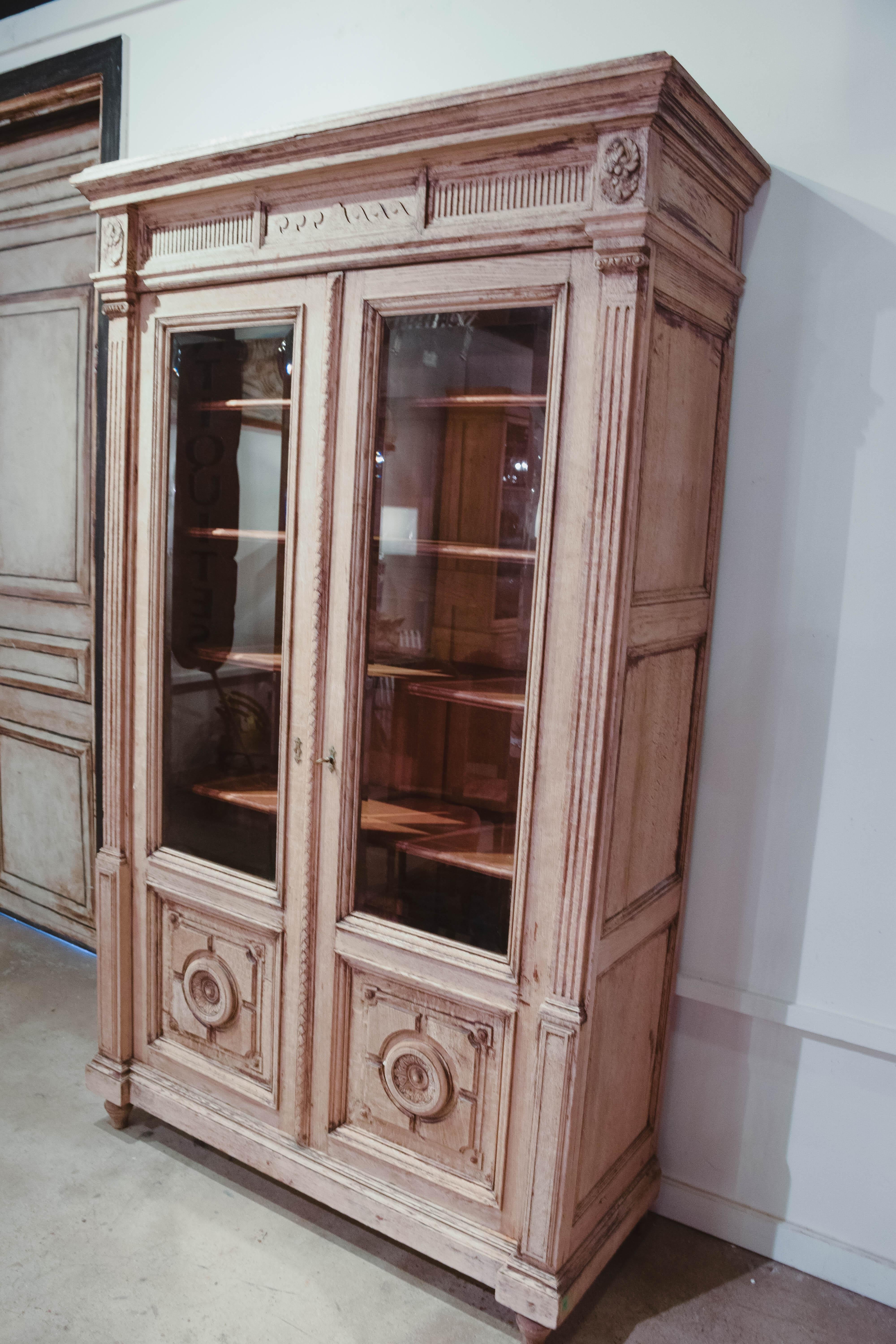 Antique French Rustic Oak Carved Bookcase 4