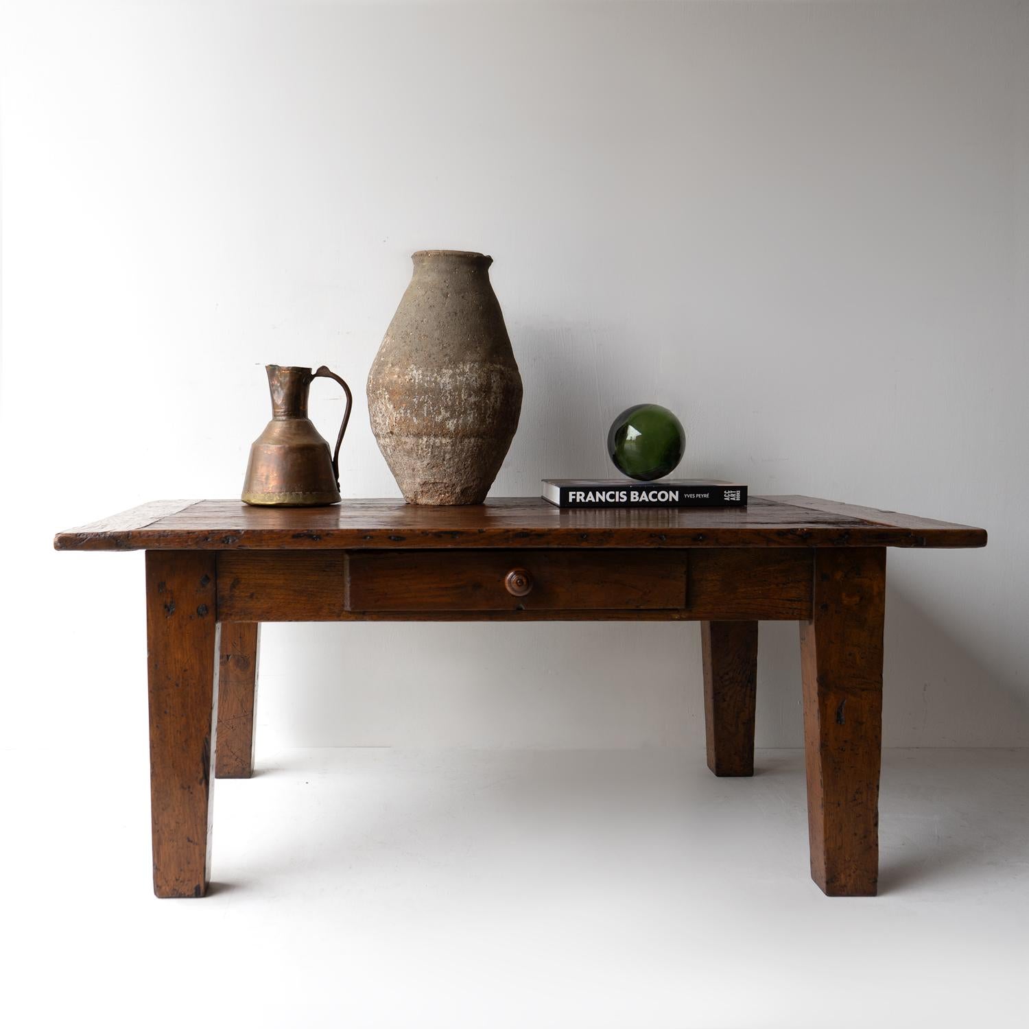Antique French Rustic Oak Coffee Table, 18th Century  9