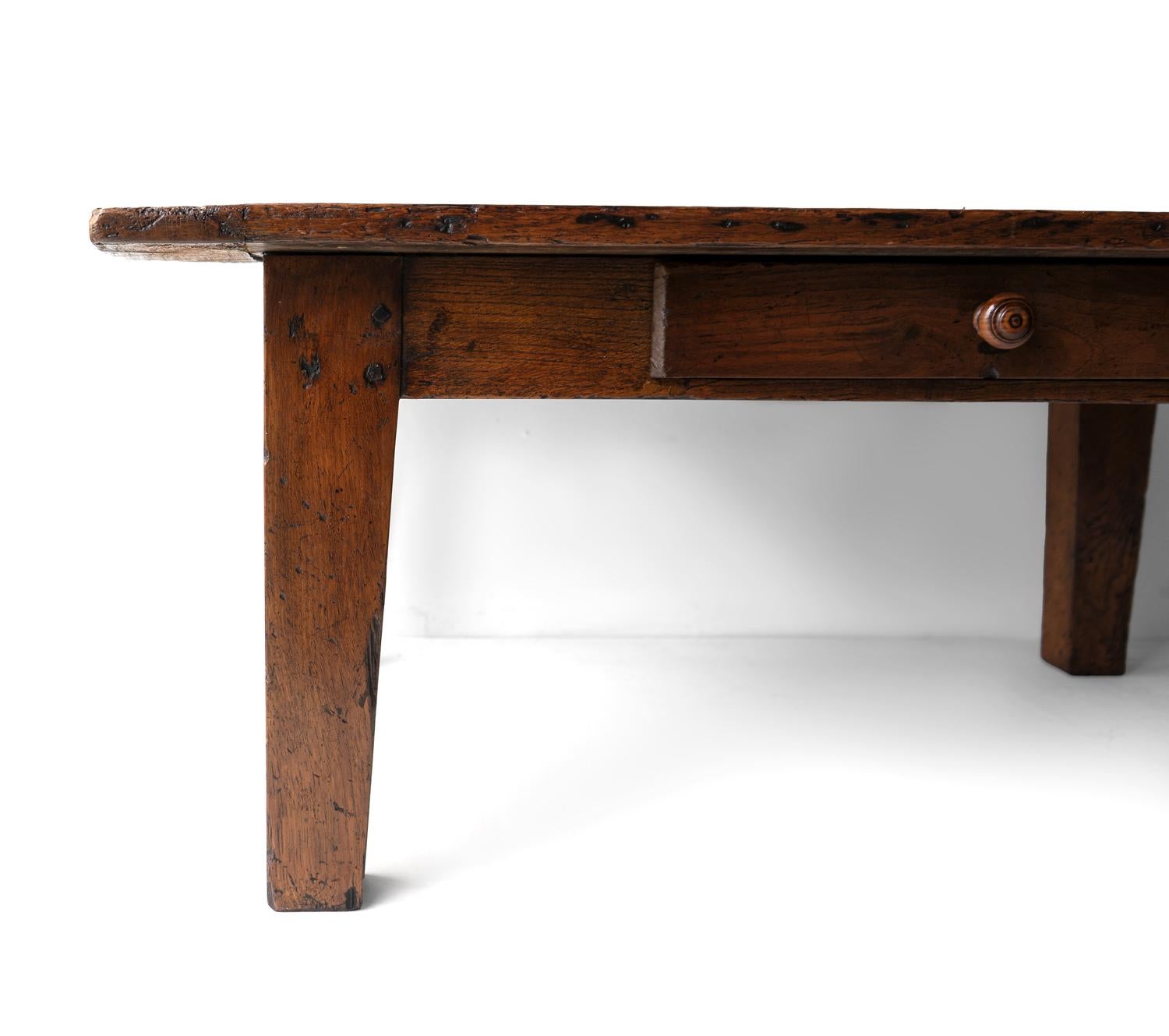 Hand-Crafted Antique French Rustic Oak Coffee Table, 18th Century 