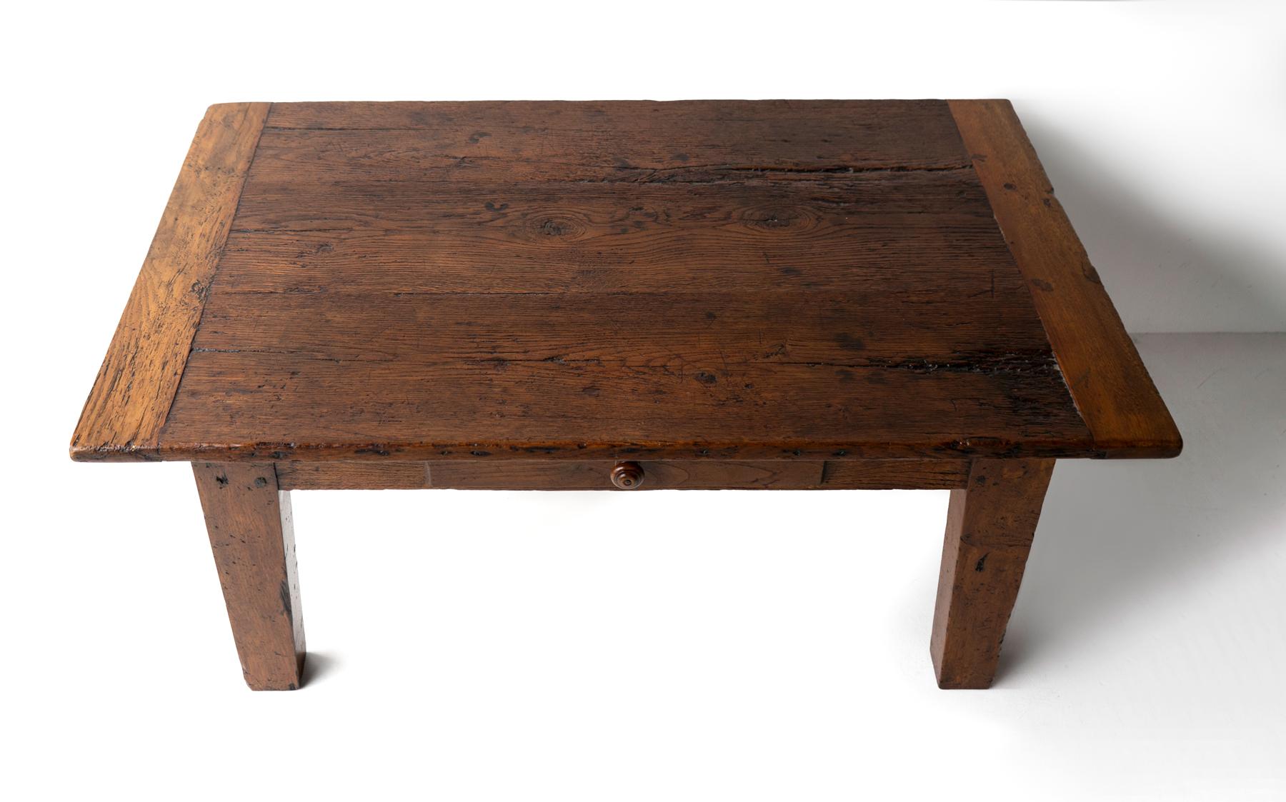 Antique French Rustic Oak Coffee Table, 18th Century  1