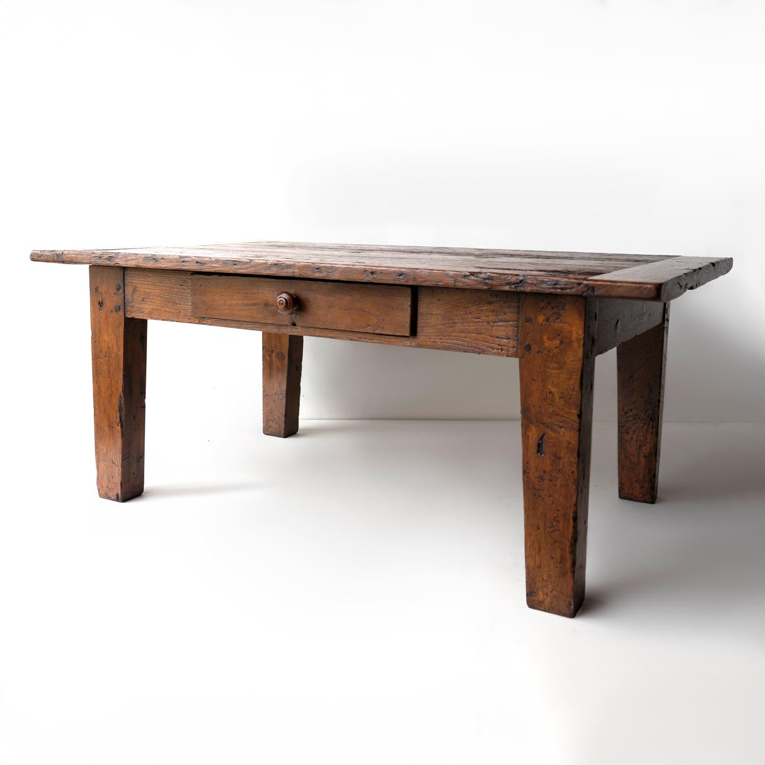 Antique French Rustic Oak Coffee Table, 18th Century  2