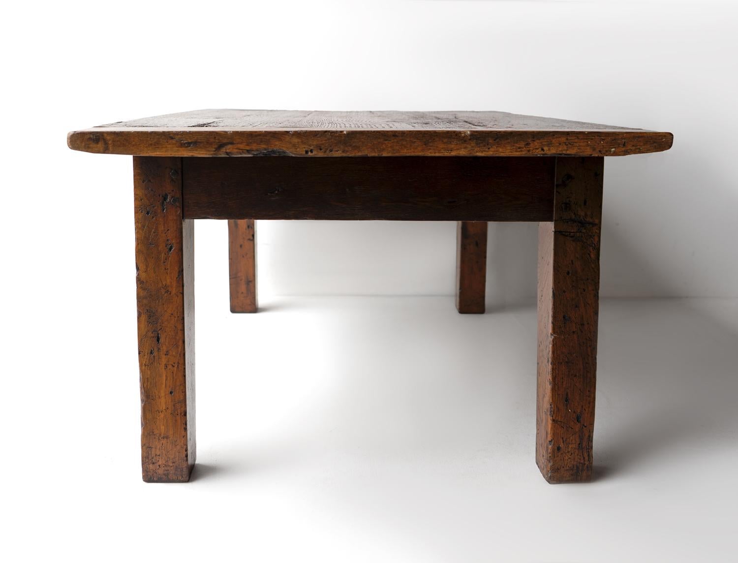 Antique French Rustic Oak Coffee Table, 18th Century  3