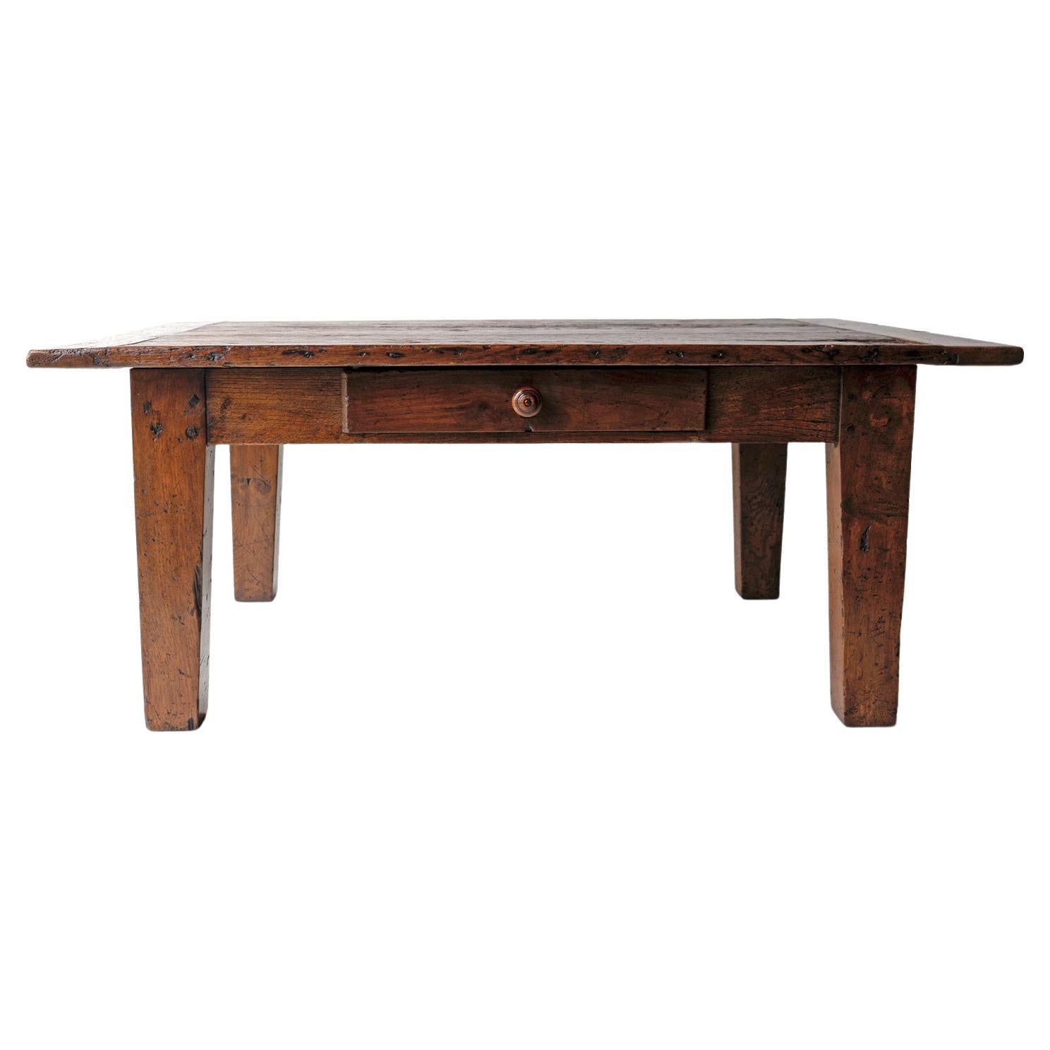 Antique French Rustic Oak Coffee Table, 18th Century 
