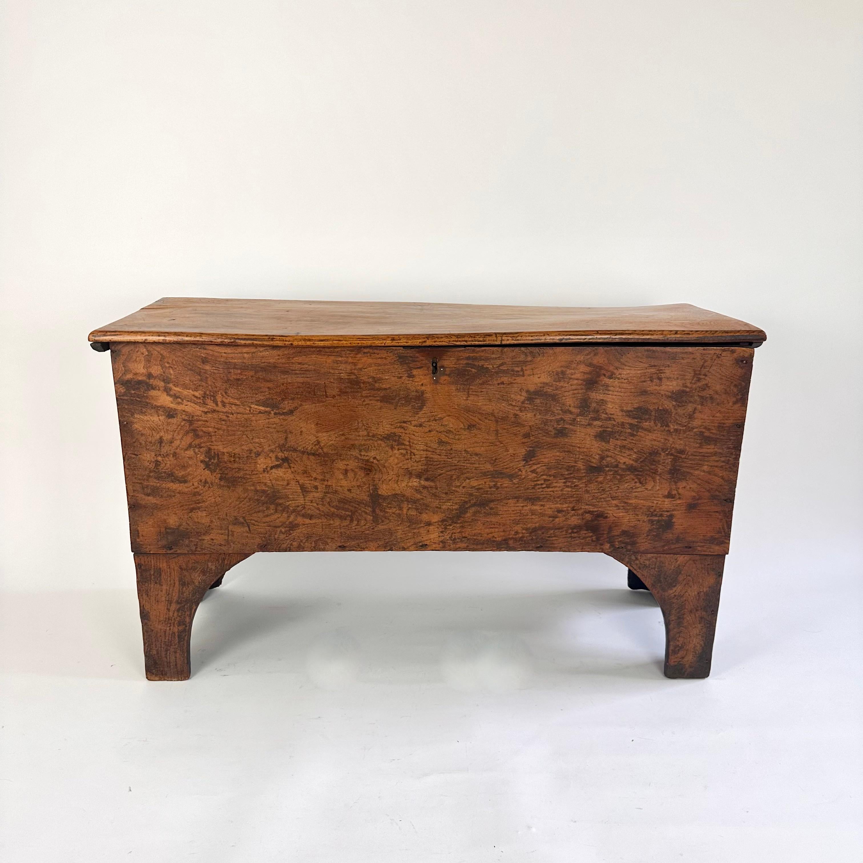 Oak Antique French rustic primitive 19th century hallway chest / blanket box