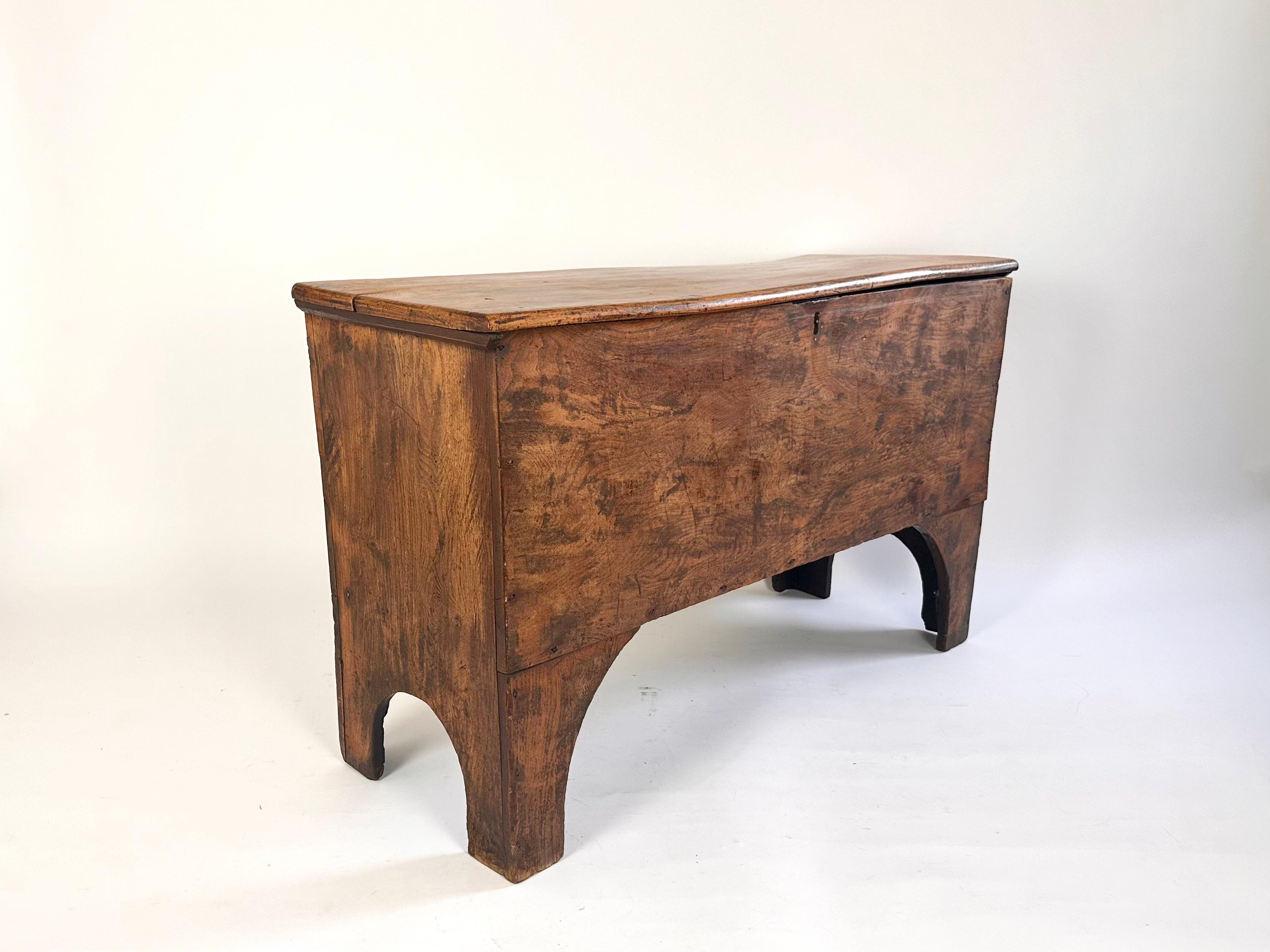 Antique French rustic primitive 19th century hallway chest / blanket box 1