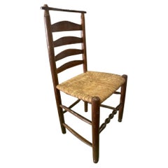 Sedia di paglia rustica francese antica