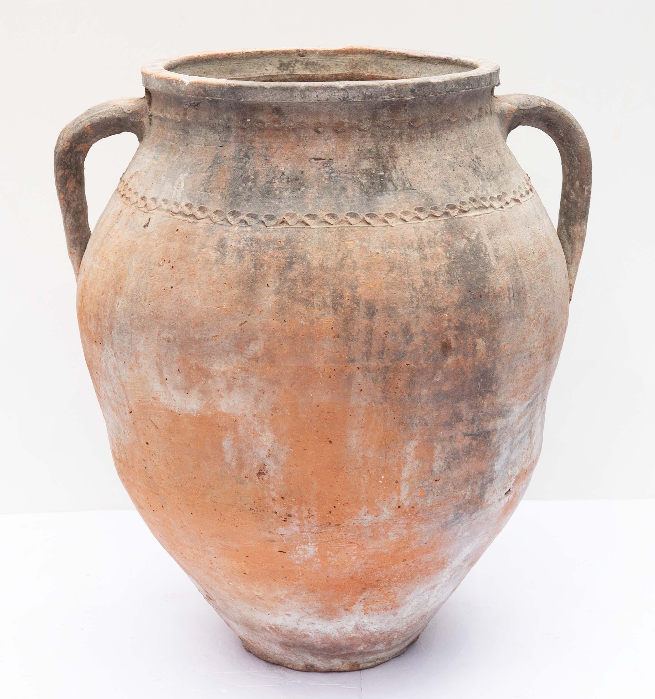 Antique French Rustic Terracotta Amphora or Urn or Vase Circa 1900 In Good Condition For Sale In Rochester, NY