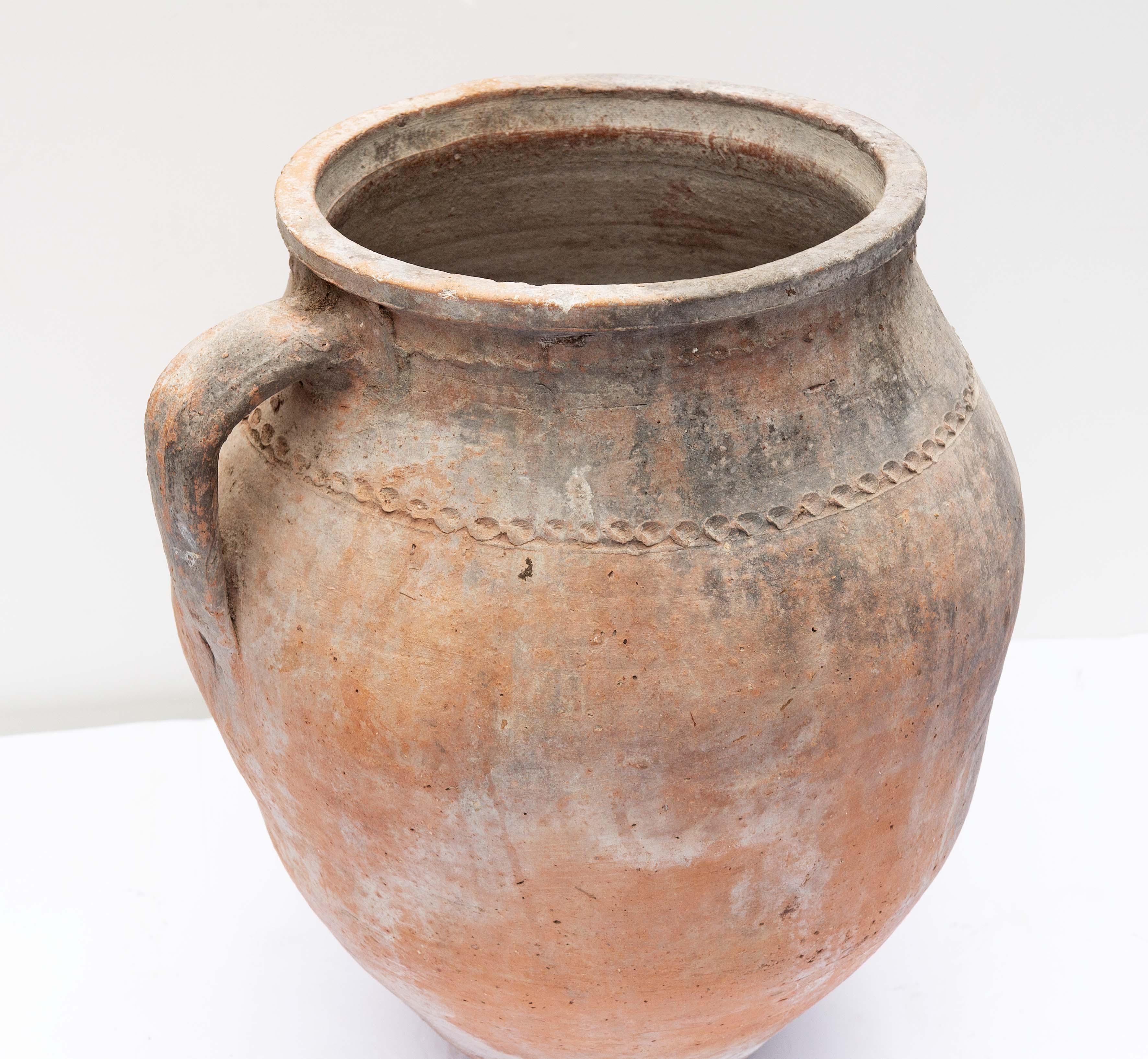 Antique French Rustic Terracotta Amphora or Urn or Vase Circa 1900 In Good Condition For Sale In Rochester, NY