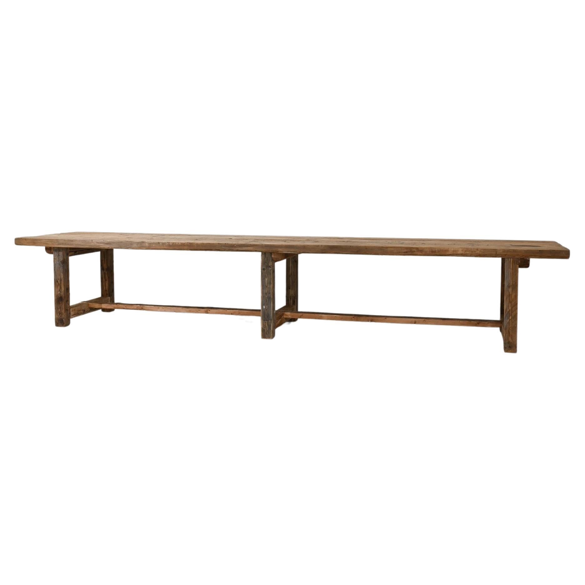 Antique French Rustic Wooden Dining Table For Sale at 1stDibs