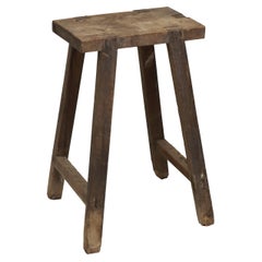 Antique French Rustic Wooden Stool