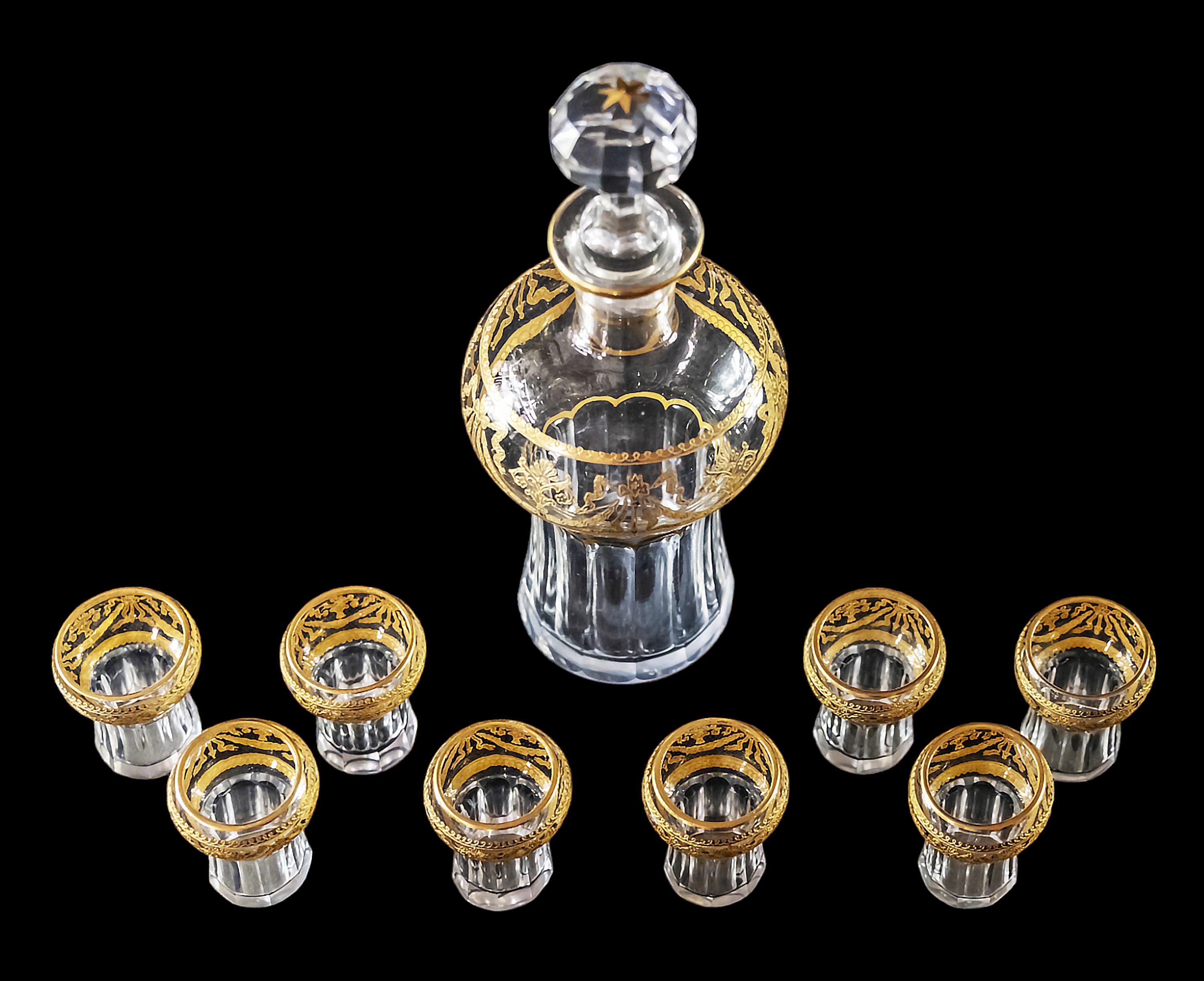 Hand-Crafted Antique French Saint Louis Crystal Liqueur Set Model 738 For Sale