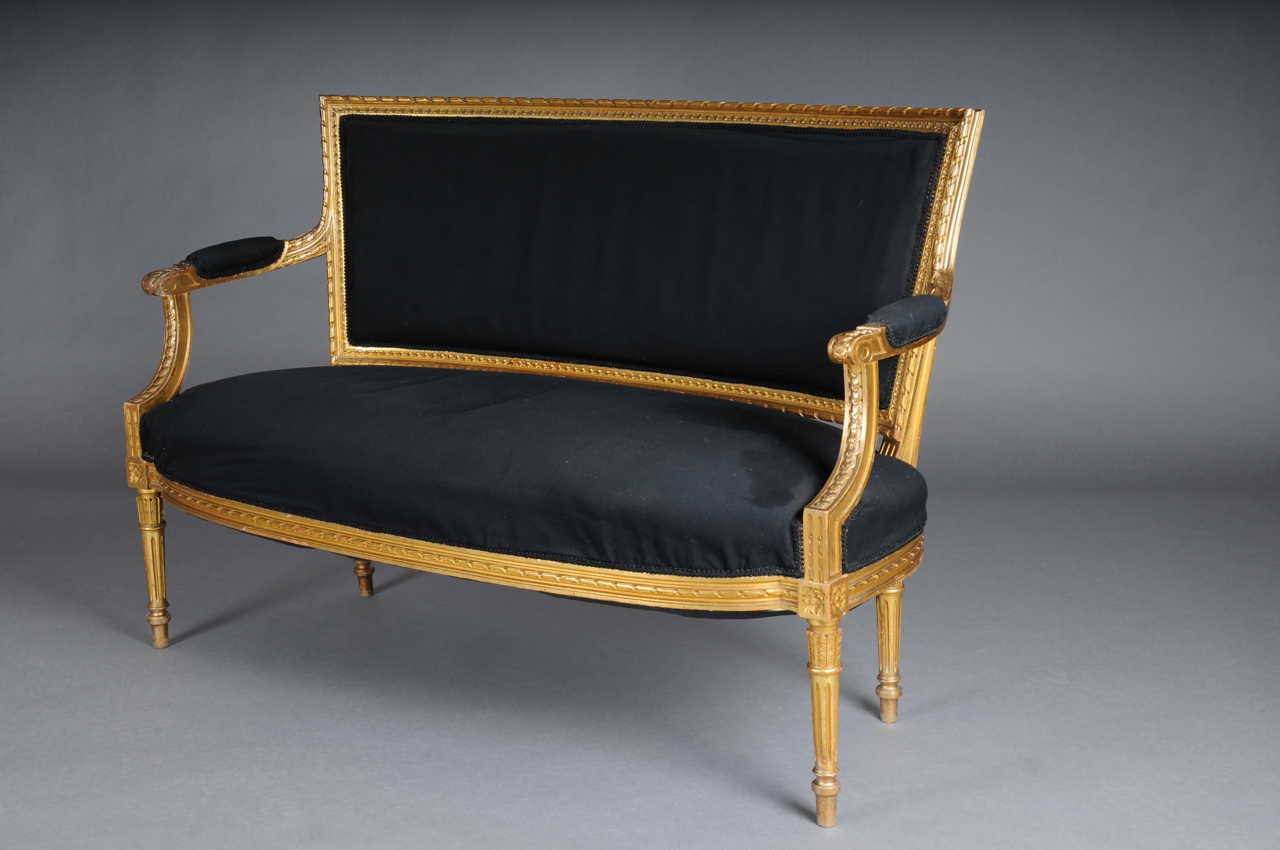 Antique French salon canape/sofa Louis XVI, gold For Sale 5