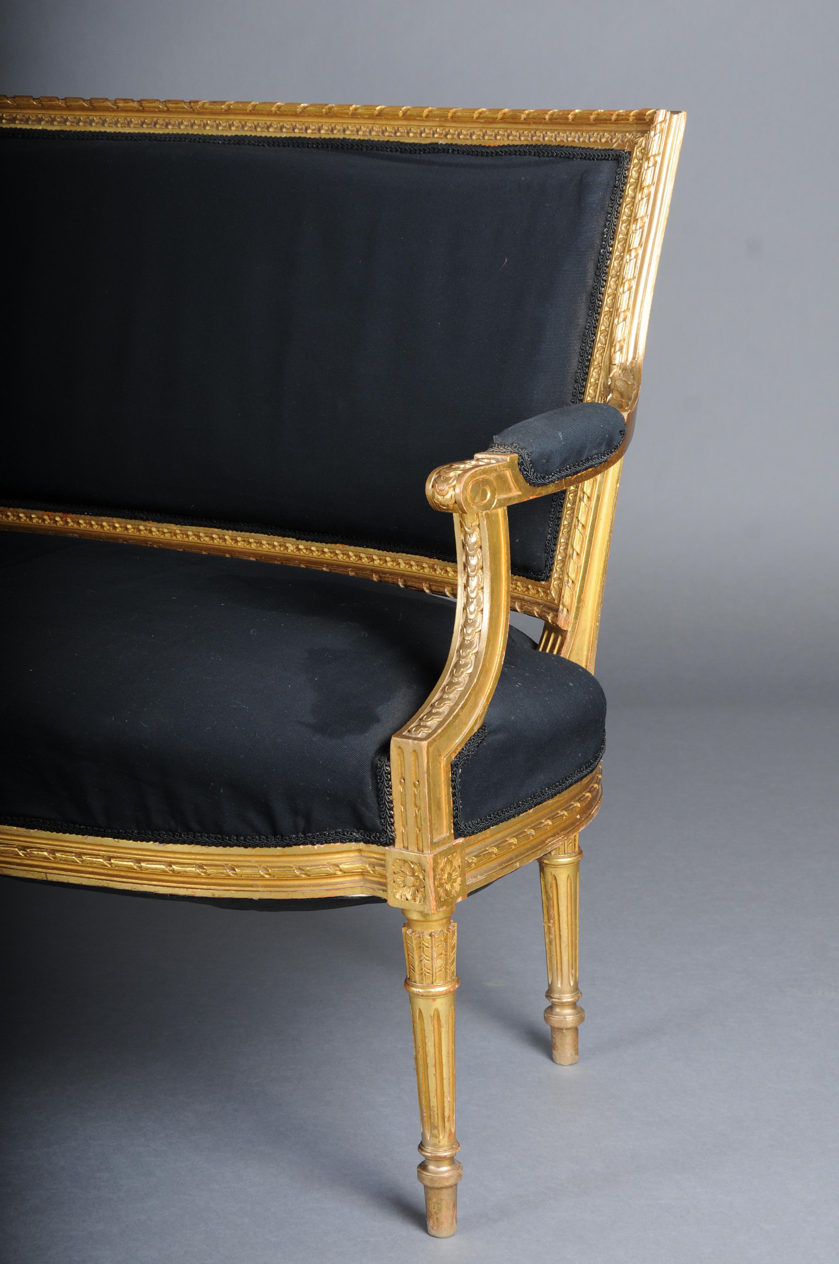 Antique canapé/fauteuil de salon français Louis XVI, or en vente 5