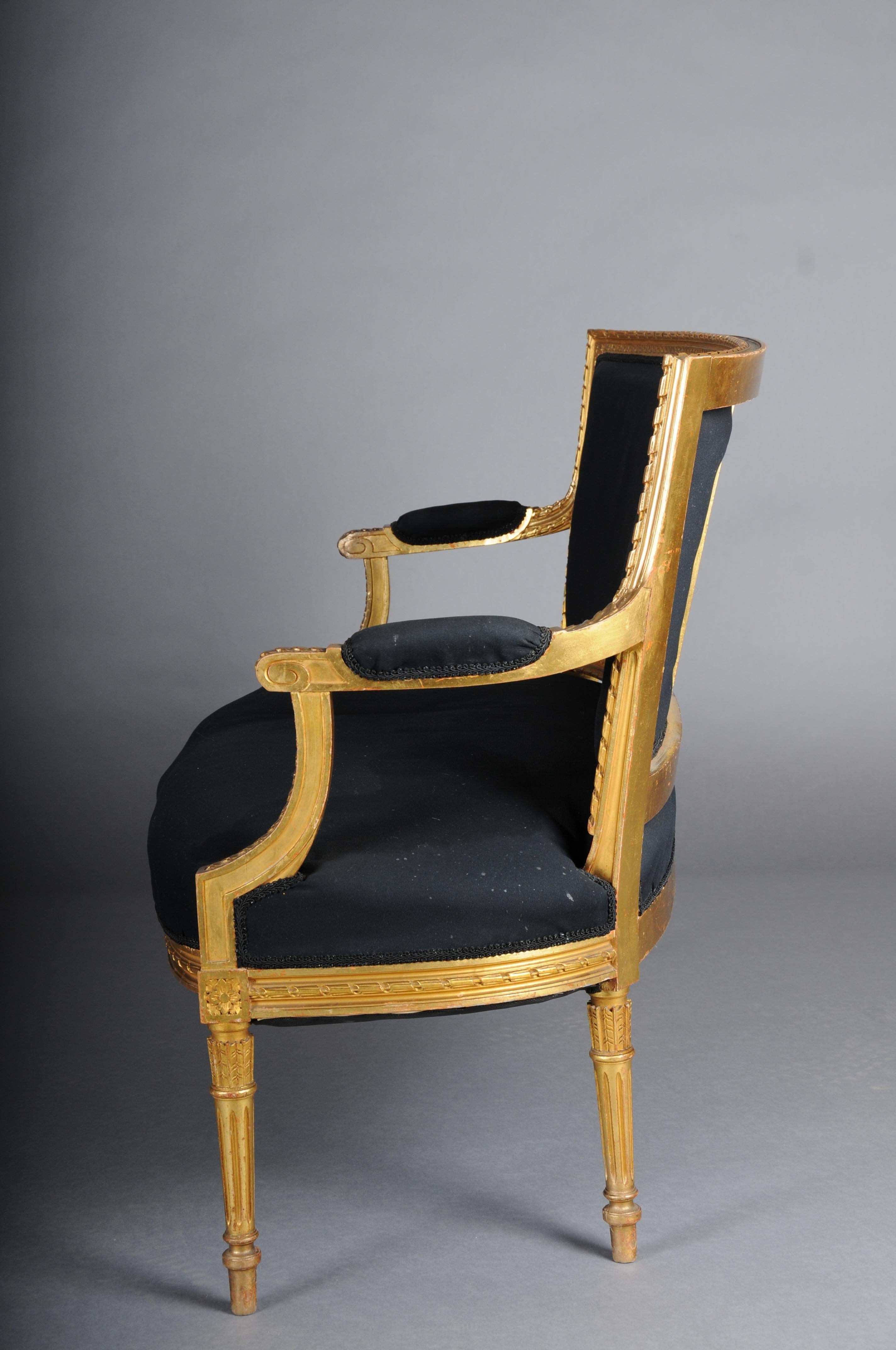Antique canapé/fauteuil de salon français Louis XVI, or en vente 7
