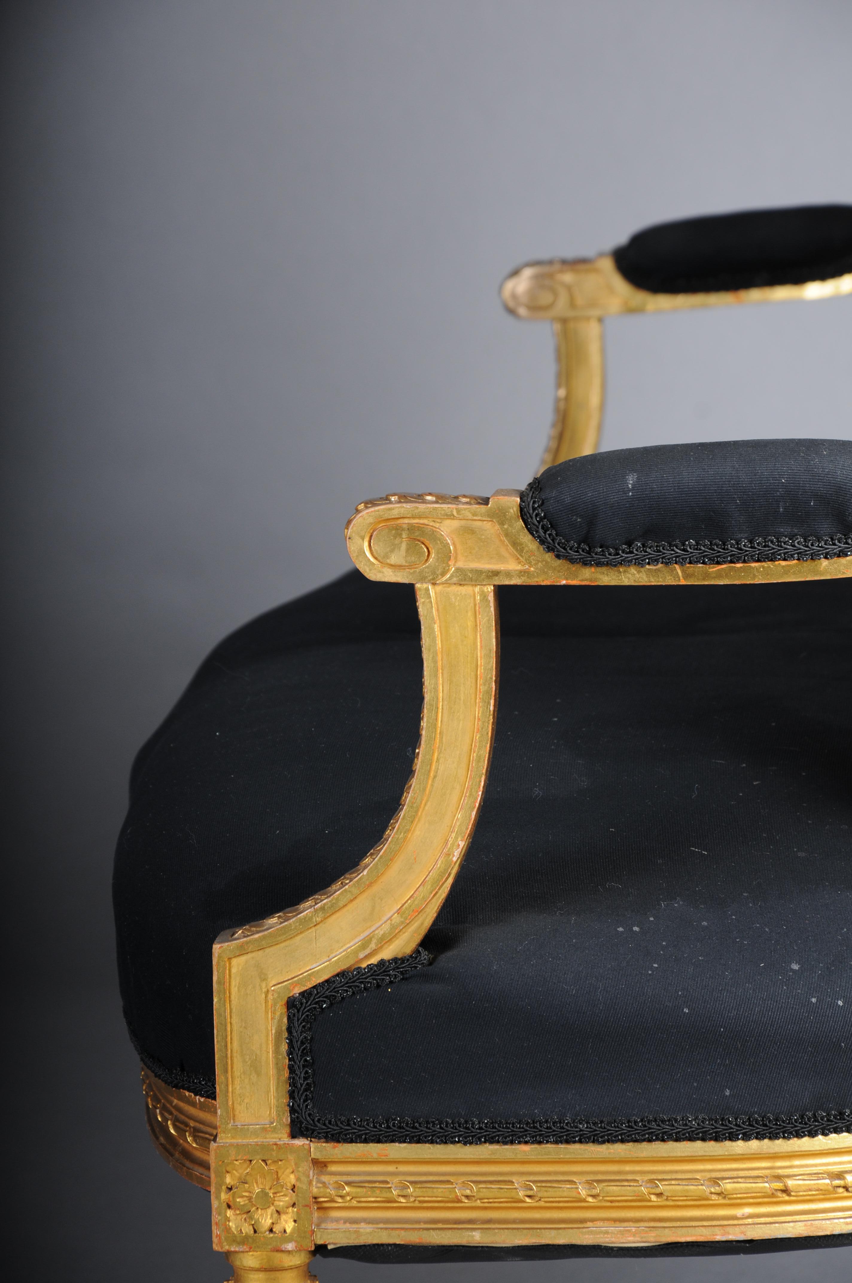 Antique canapé/fauteuil de salon français Louis XVI, or en vente 8