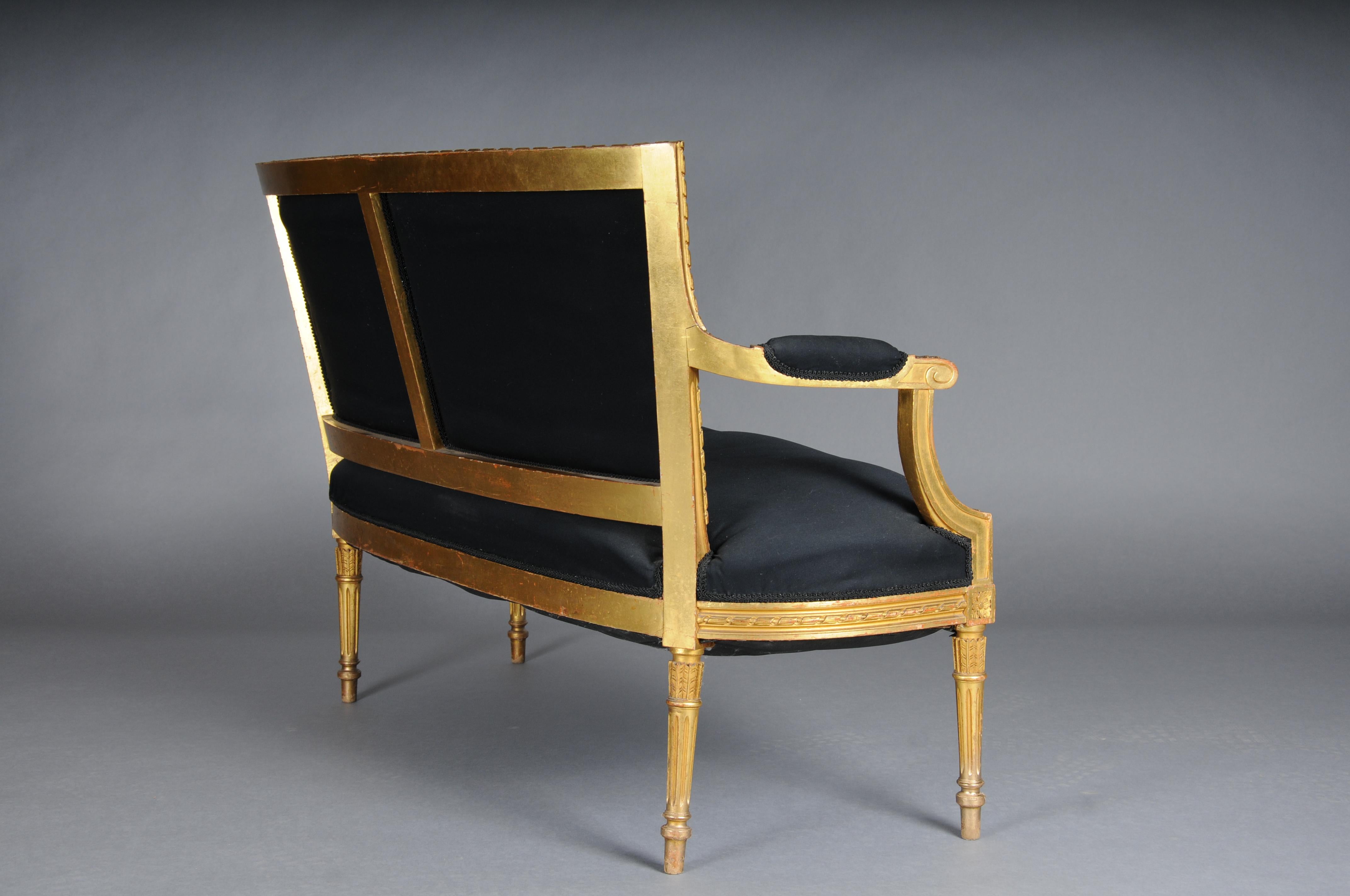 Antique canapé/fauteuil de salon français Louis XVI, or en vente 11