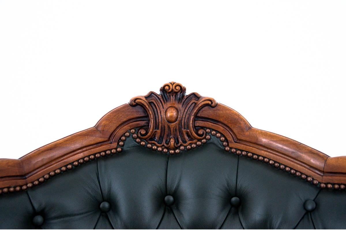 Antique French Salon Set in the Louis Philippe Style in Black Leather 15