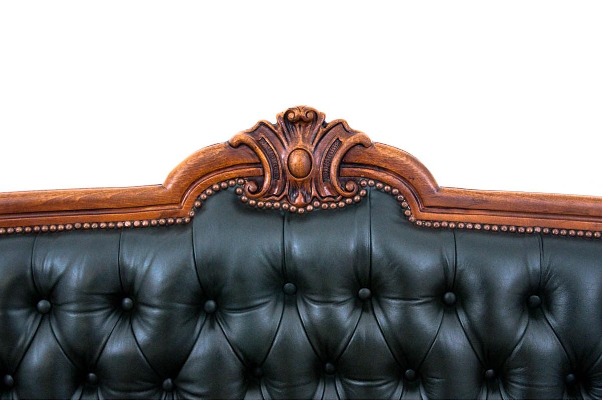 Antique French Salon Set in the Louis Philippe Style in Black Leather 1