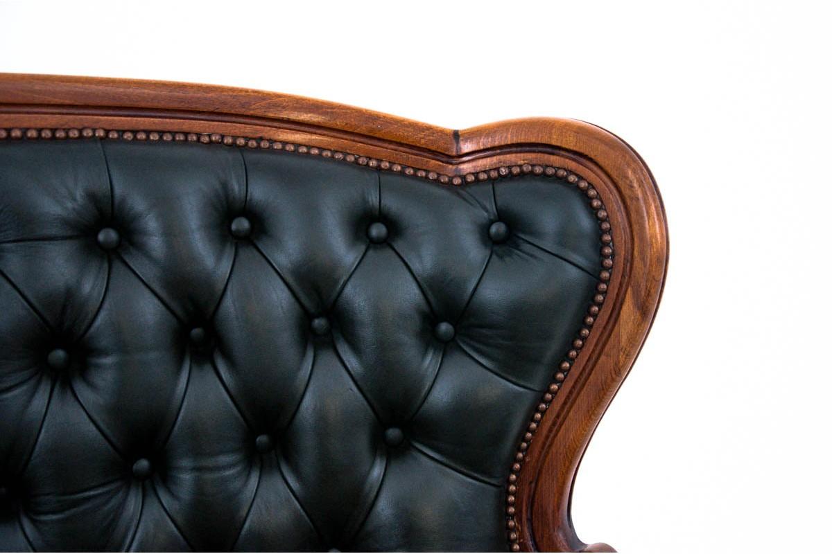 Antique French Salon Set in the Louis Philippe Style in Black Leather 2