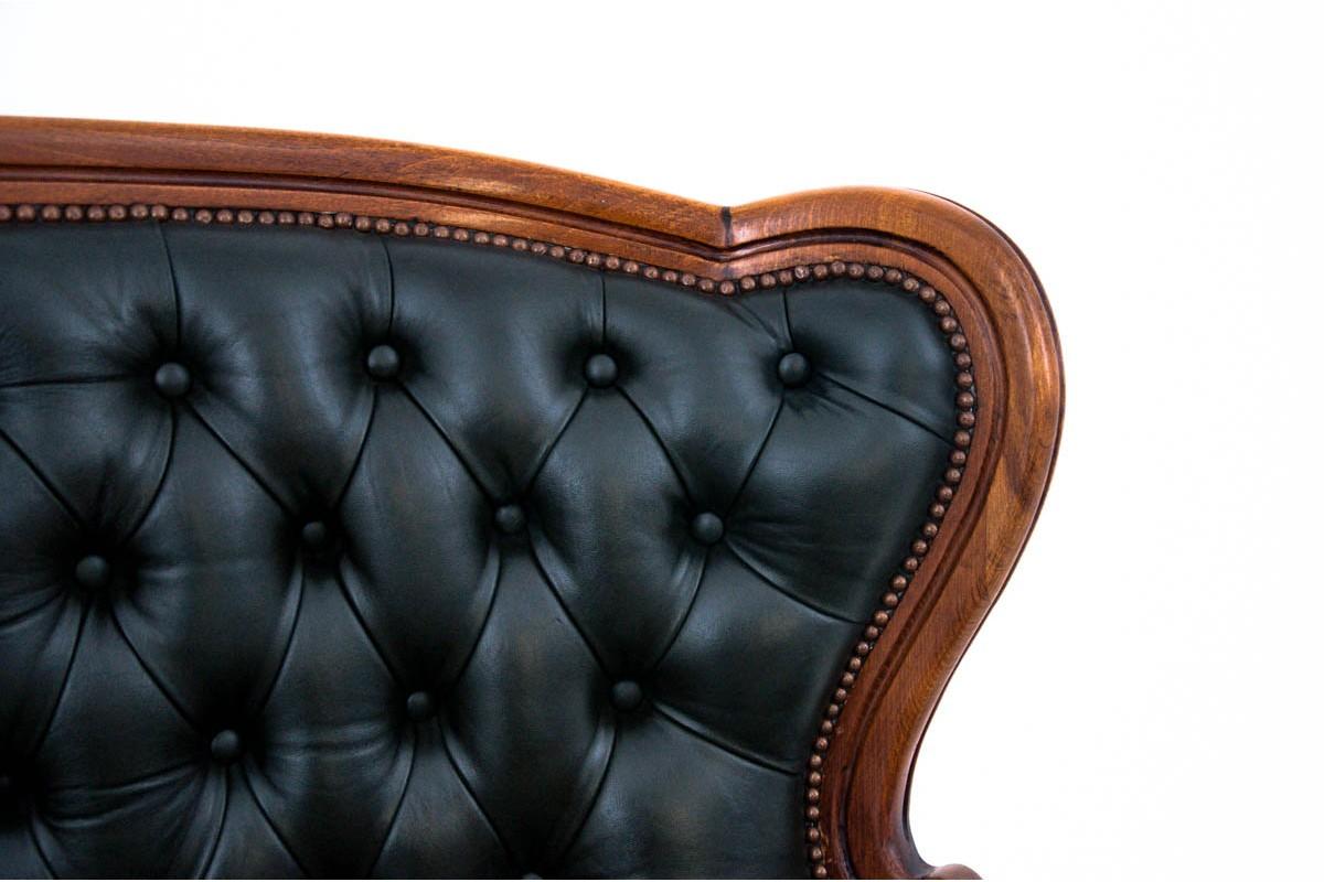 Antique French Salon Set in the Louis Philippe Style in Black Leather 3