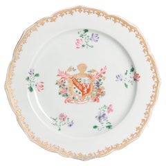 Antique French Samson Armorial Dish Chinese Porcelain Famille Rose 19th Century