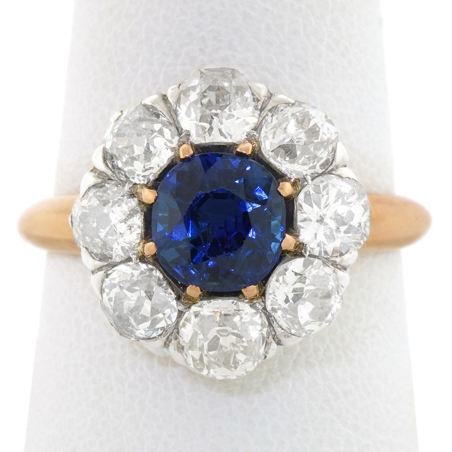 Antique French Sapphire and Diamond Ring For Sale 4