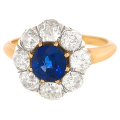 Antique French Sapphire and Diamond Ring