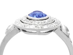 Antique French Sapphire and Diamond White Gold Marquise Ring