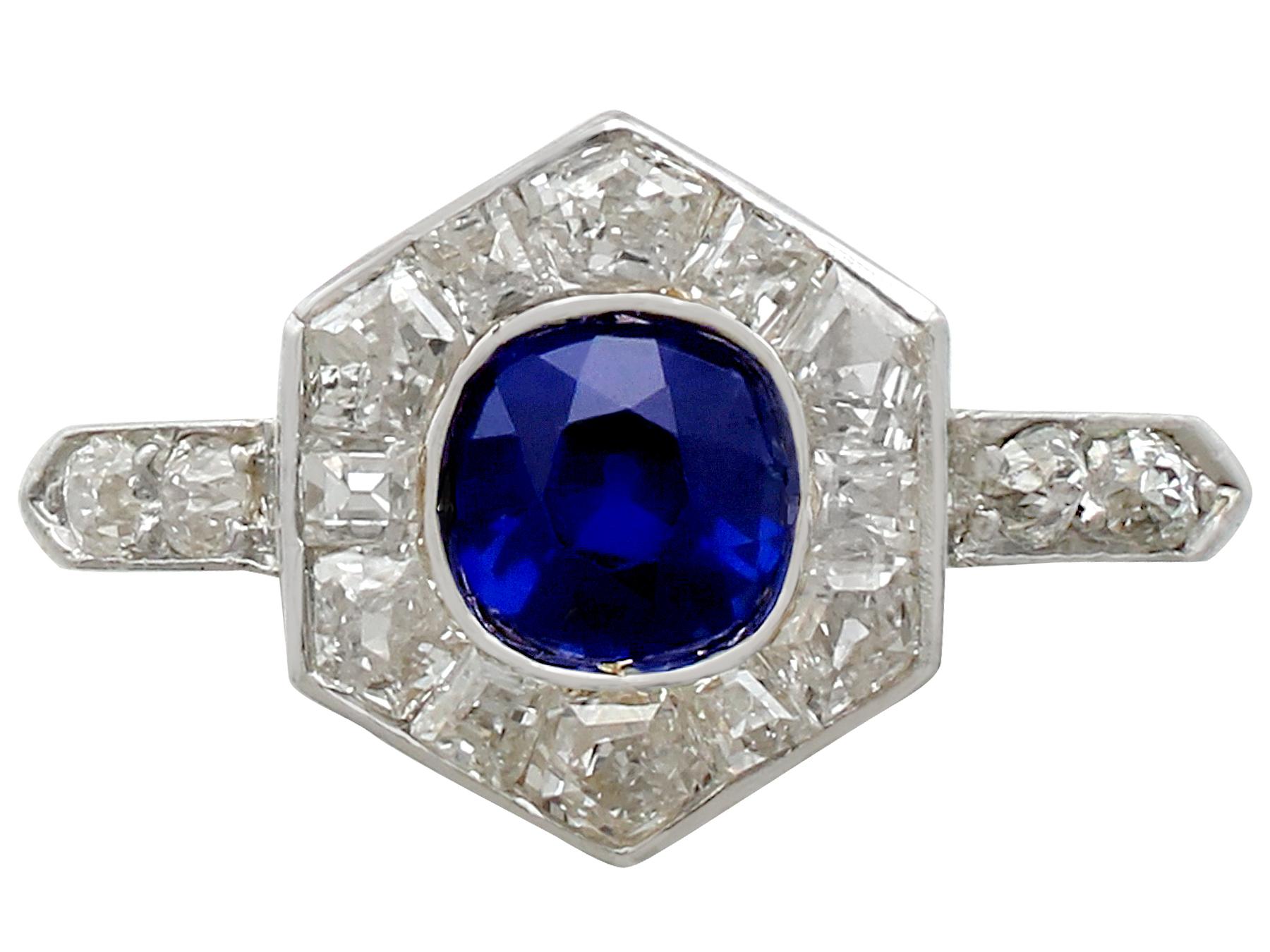 Art Deco Antique French Sapphire and Diamond Yellow Gold Cocktail Ring For Sale