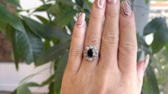 Antique French 2.00ct Sapphire Diamond 18 Karat Yellow Gold Cluster Halo Ring