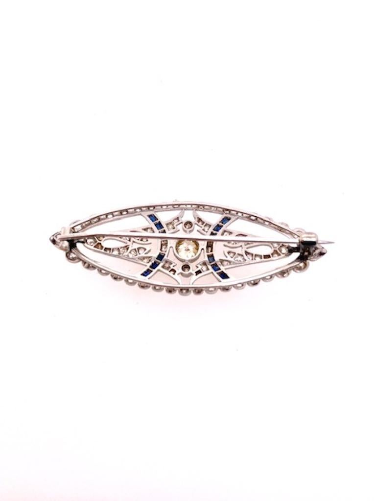 French Sapphire Diamond Platinum Pin In Excellent Condition In New York, NY