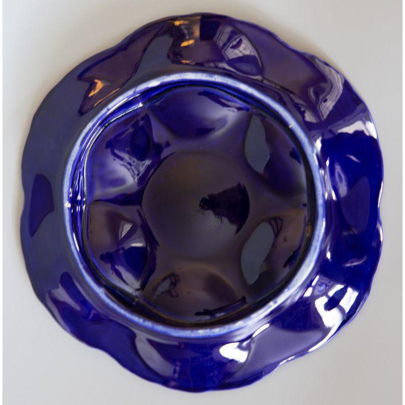 20th Century Antique French Sarreguemines Cobalt Blue Oyster Plate For Sale