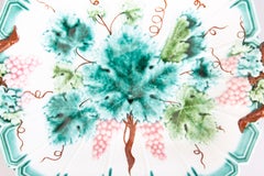 Antique French Sarreguemines Majolica Grape Leaf Handled Platter, Circa 1880