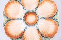 Antique French Sarreguemines Majolica Oyster Plate, Circa 1870