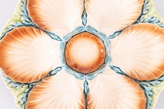 Antique French Sarreguemines Majolica Oyster Plate, Circa 1870