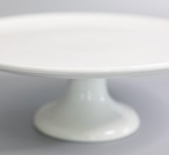 Antique French Sarreguemines White Ironstone Cake Stand, circa 1920