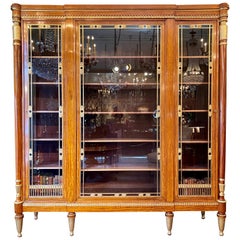 Antique French Satinwood and Bronze Dore Vitrine or Display Cabinet, circa 1890