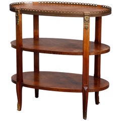 Antique French Satinwood Banded and Bronze Three-Tiered Side Table, circa 1920
