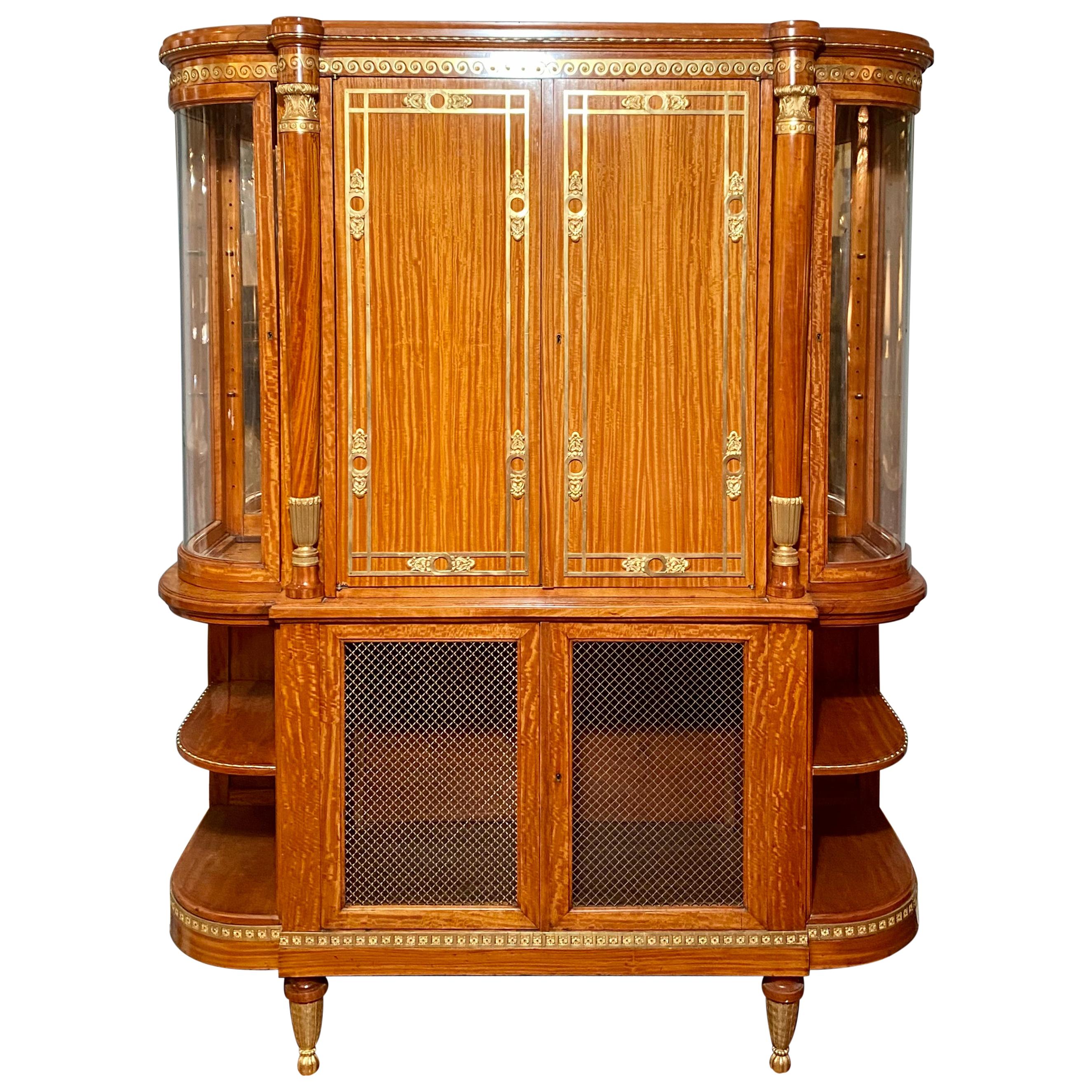 Antique French Satinwood Cabinet with Bronze Doré Mounts, circa 1880