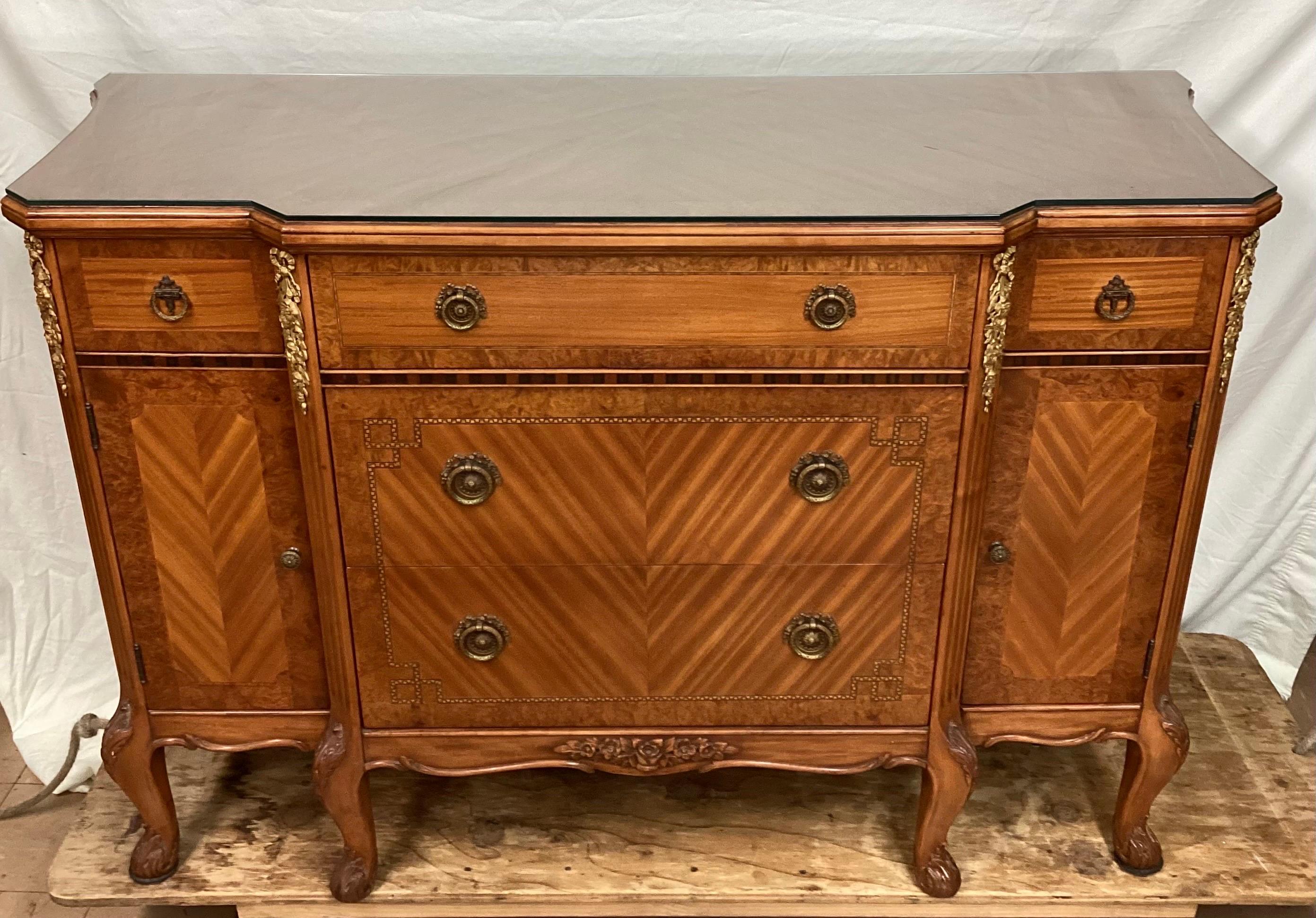 20th Century Antique French Satinwood Dresser / Sideboard with Bronze Mounts For Sale