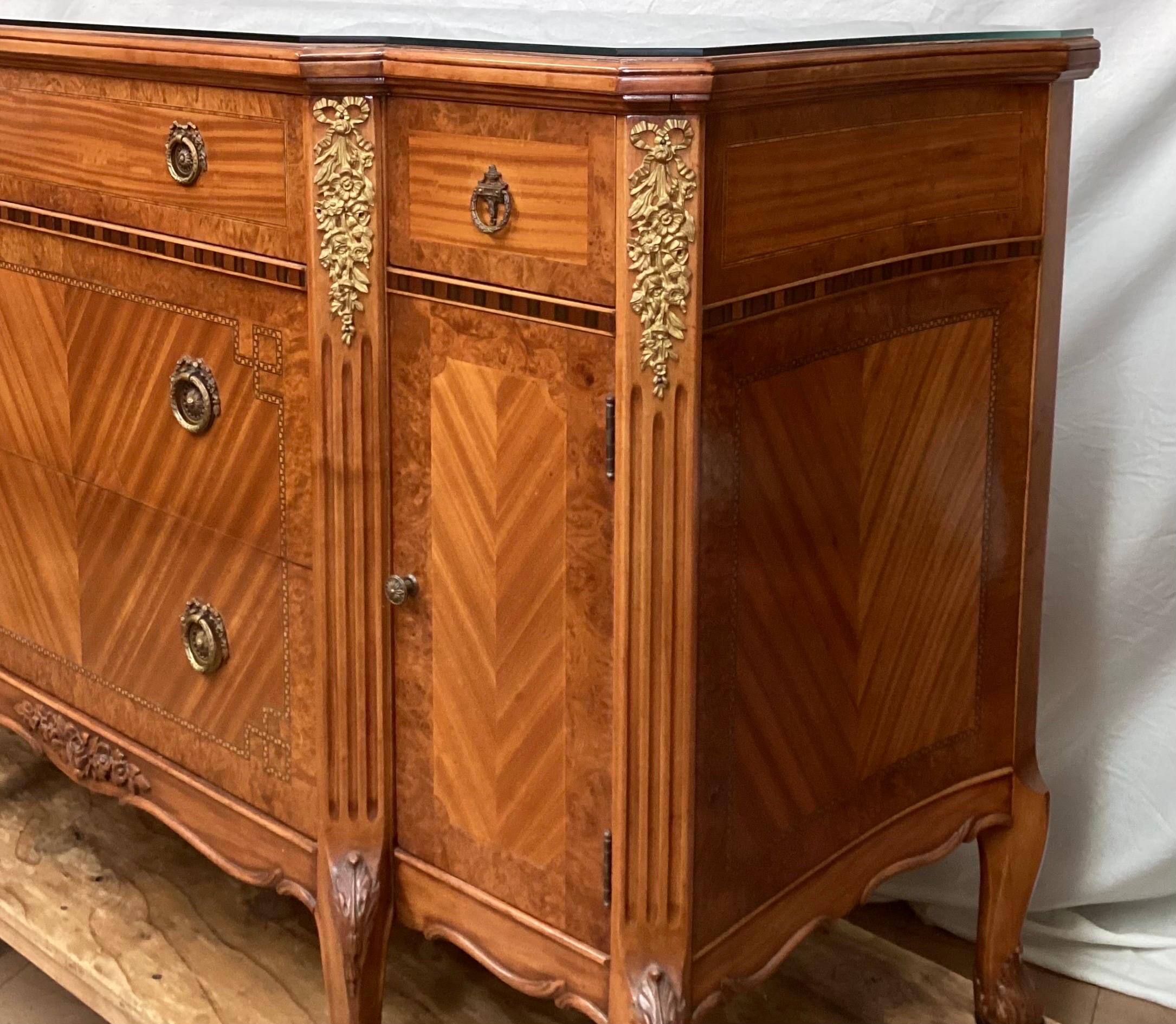 Antique French Satinwood Dresser / Sideboard with Bronze Mounts For Sale 3