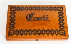 Antique French Satinwood Ecarte Playing Card Box, 19th Century
