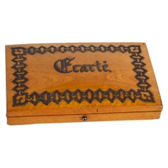 Antique French Satinwood Ecarte Playing Card Box, 19th Century