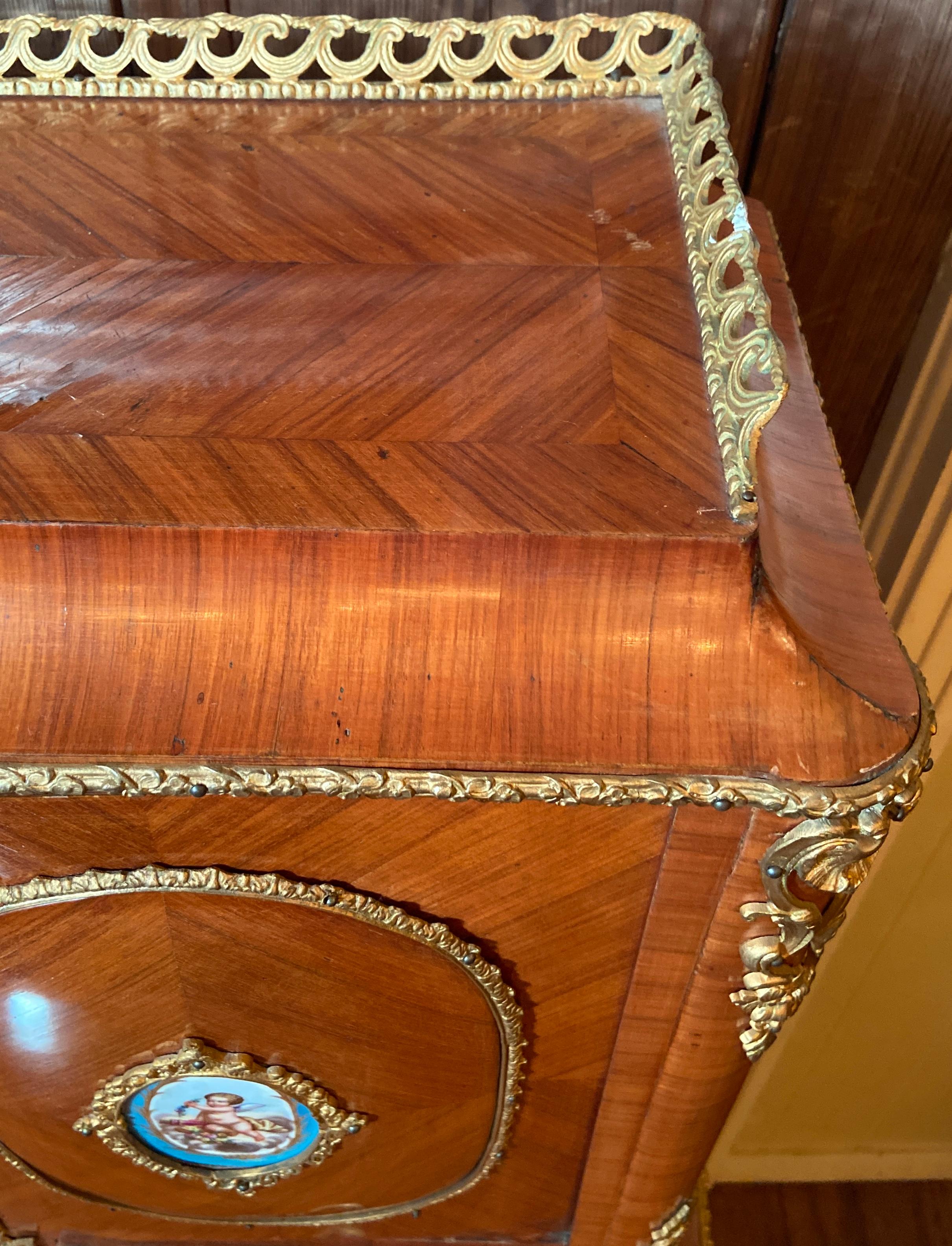 Antique French Satinwood, Gold Bronze & Sèvres Porcelain Escritoire, Circa 1880 In Good Condition For Sale In New Orleans, LA