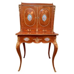 Antique French Satinwood, Gold Bronze & Sèvres Porcelain Escritoire, Circa 1880
